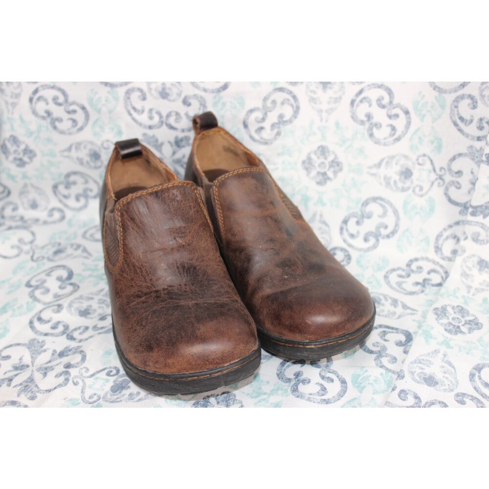 BOC Born‎ Stefana Brown Leather Wedge Clog Booties Low Cut Pull On Size 8M - Picture 3 of 8